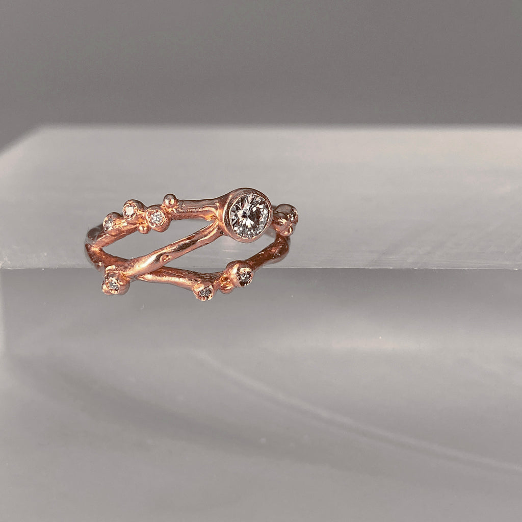 encrusted 3 branch solitaire • rose