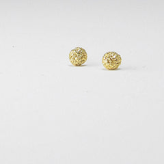 Small, textured, half-ball shaped stud; shown in 14k yellow