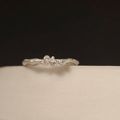 Small, single branch ring with 3 diamond buds; shown in silver