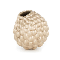 small, leaning vessel with bumpy texture like annona fruit; shown in  satin finish